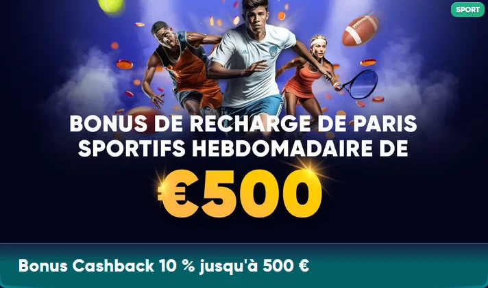 Paris sportifs Kingmaker, bonus recharge 500€ hebdomadaire